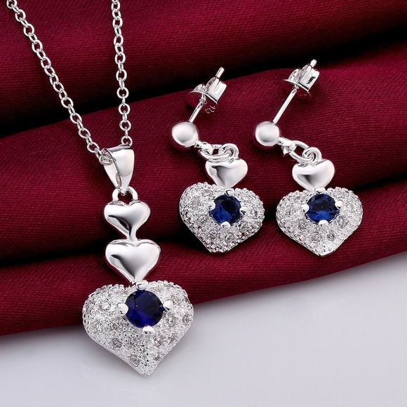 Jewelry Jewelry - 925 sterling silver jewelry set earrings &necklace